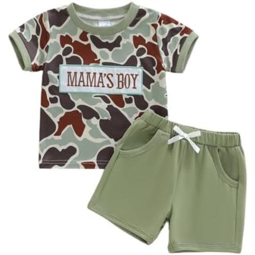 NZNDSHD Baby Boy Summer Clothes Daddys/Mamas Boy Matching Outfit Short Sleeve Embroidery T-shirt Plaid Toddler Shorts Set