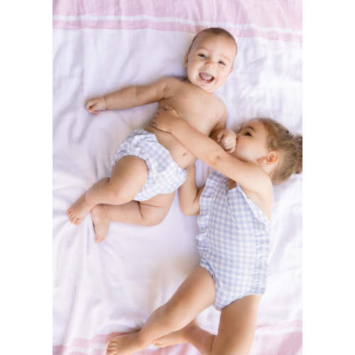 Oasis Blue Gingham Diaper Bloomer Cover | Over The Moon