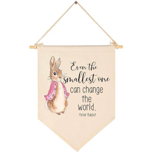 Girls Gifts-Even the Smallest One Can Change the World -Canvas Hanging Flag Banner Wall Sign Decor Gifts for Baby Kids Girls Nursery Teen Room Front Door