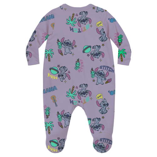 Stitch Baby Girl Printed Long Sleeve Footed Sleep N Play, Sizes Newborn- 9 Months