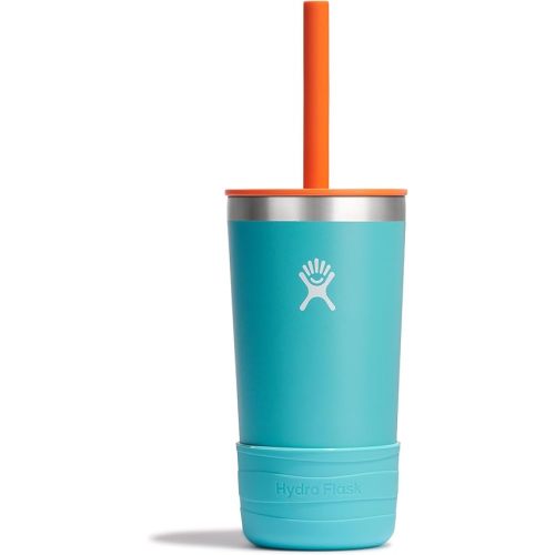Hydro Flask Kids 12 Oz Tumbler with Lid and Straw for School - Insulated Stainless Steel in Seaspray Blue