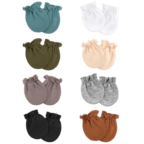 AQOKKA Newborn Baby Mittens No Scratch Cotton Elastic Wrist Gloves Infant Toddler Mittens for Baby Boy Girl 0-6 Months