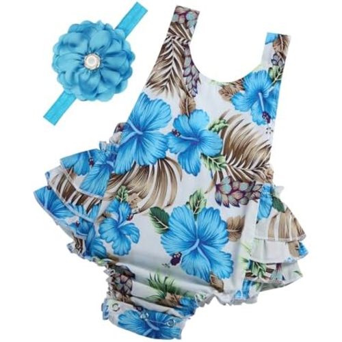 Baby Girl's Floral Print Ruffles Romper Summer Clothes
