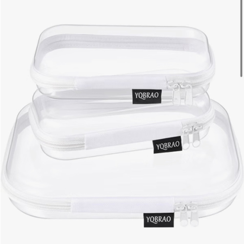 Clear Hard Shell Zipper Cases, Travel Organizers, 1M 2S, White