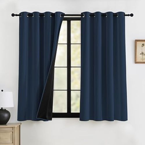 RYB HOME 100% Blackout Curtains 63 inches Length for Nursery Kids Room