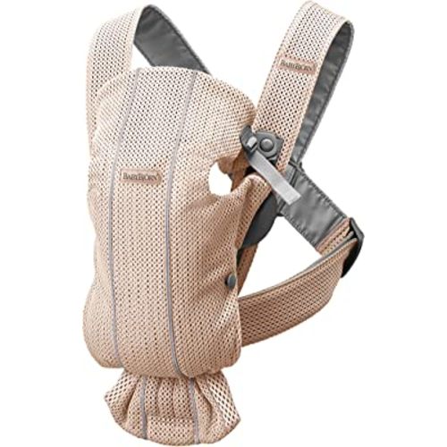 BabyBjörn Baby Carrier Mini, 3D Mesh, Pearly Pink Newborn Carrier (7-25 lbs), Ergonomic, Easy-to-Use