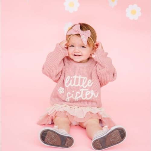 Little Sister Knit Sweater, Mauve - Sweet Wink | Maisonette
