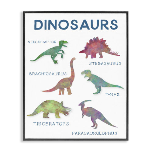 Ebern Designs Simple Educational Dinosaurs Framed Giclee, design by CAD Designs | Wayfair