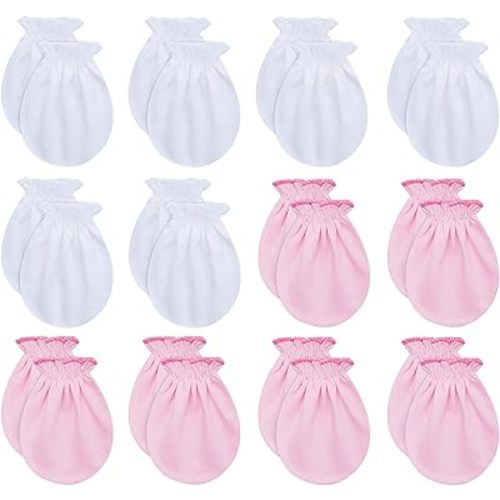 RATIVE No Scratch Mittens and Caps 100% Cotton for Newborn Baby 0-6 Months Boys Girls