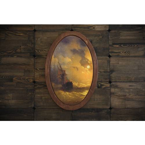 Sailing Boat in Stormy Ocean,Wall plaque,Wooden Decor Plaque,Vintage Wall Art,Oval Plaque,Wall Decor,Goth Decor,Villa Decor,Christmas Gift