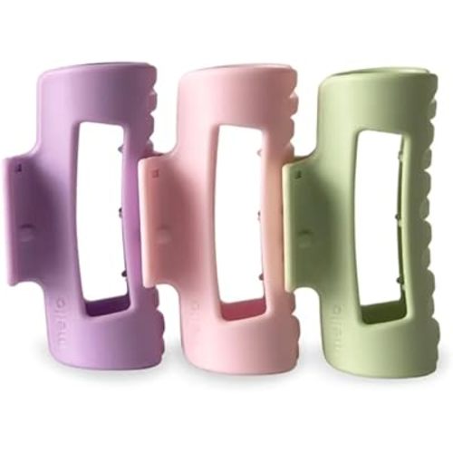The Original Mello Hair Claw Clip Squishy Claw Clip Made in Korea Patent Pending 30021976 (Purple, Pink, Green, 3 Pack Small)