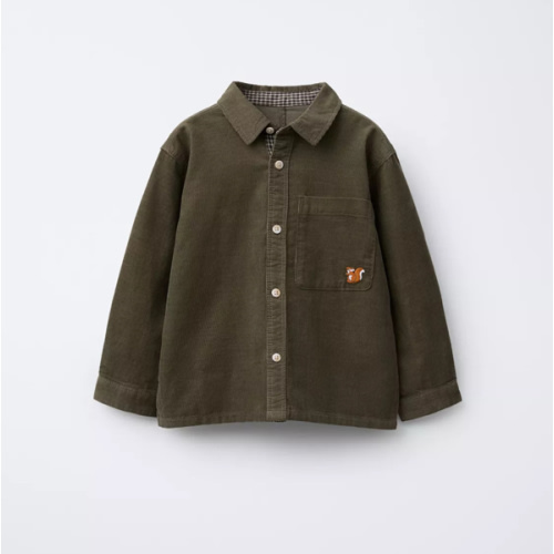 FINE-WALED CORDUROY SHIRT WITH POCKETS - Green | ZARA United States