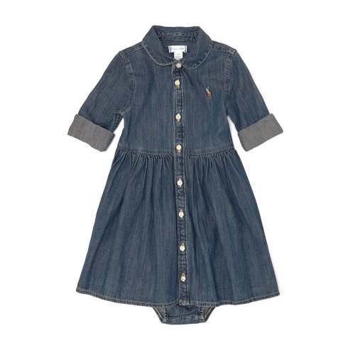 Ralph Lauren Baby Girls Denim Shirt With Bloomers Dress