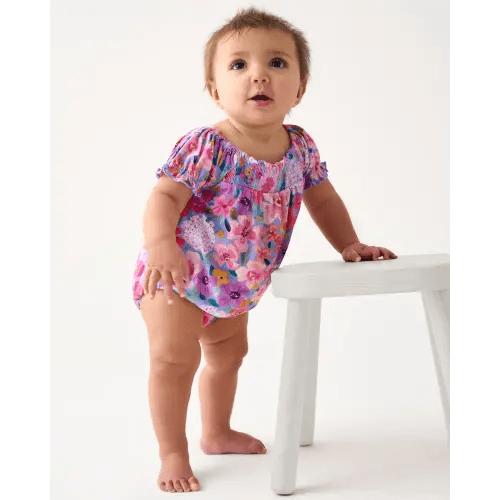 Sweet Sprigs Smocked Bubble Romper | Little Sleepies