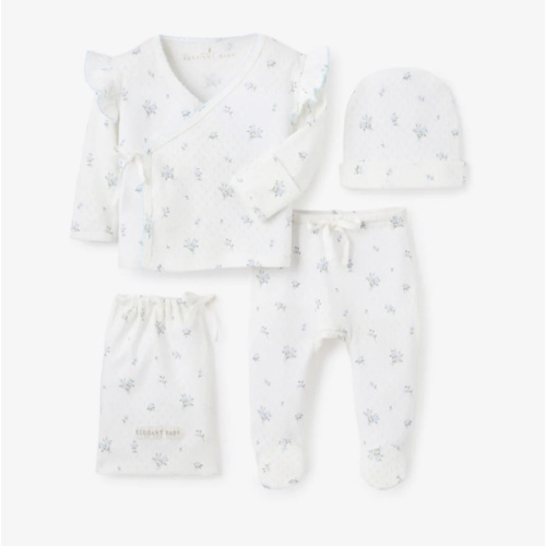 English Rose Organic Cotton 3Pc Layette Set – Elegant Baby