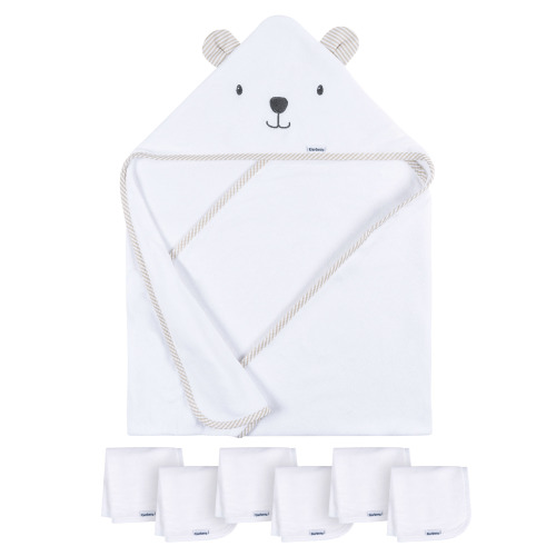 Gerber Baby Boy or Girl Unisex Hooded Towel and Washcloths Gift Set