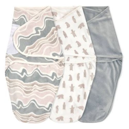 aden + anais essentials Baby Minky Plush 3pk Easy Sleeveless Swaddle Wraps - Little Woods 0-3m