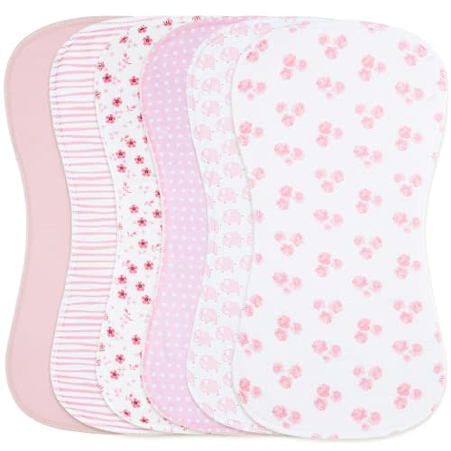 Benoxine 2-in-1 Burp Cloths and Baby Bibs - 6 Pack Large Super Absorbent Soft Cotton Burping Cloths for Spit Up, 3 Layers Thick Baby Burp Rags for Girls & Boys