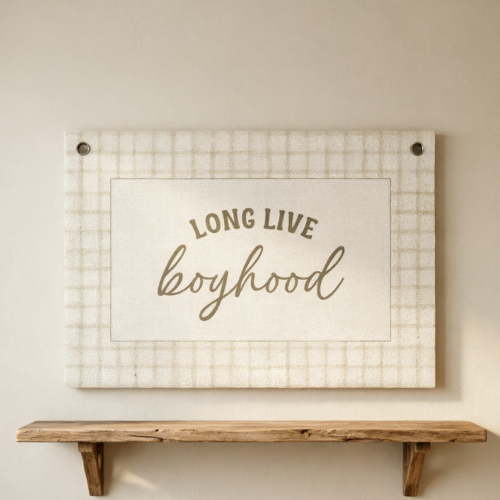 Long Live Boyhood Banner Boy Nursery Decor, Baby Boy Nursery Decor, Vintage Wall Hanging Flag Decor For Nursery Playroom Toddler Room, Boys Room Decor 19.7X27.6"