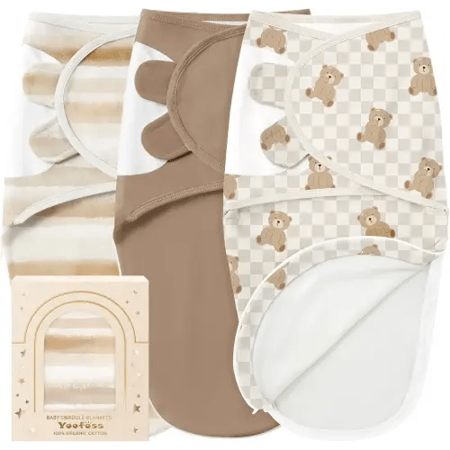 Yoofoss Baby Swaddles for Newborns 100% Organic Cotton, Adjustable Swaddle 0-3 Months 2 Zippers Newborn Swaddle Sack, Breathable Soft Durable