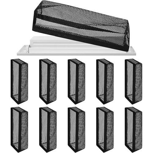 Zonon 12 Pcs 4 x 10 Inch Floor Register Cover Trap Vent Screen for Home Vent Mesh Elastic Band Filter Floor Register Trap Keeps Pet Hair,Food Out(Black)
