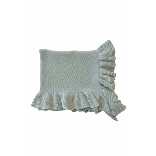 Knit Blanket With Ruffle in Smoke | Caden Lane
