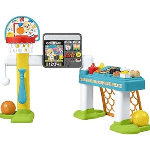 ​Fisher-Price Laugh & Learn 4-in-1 Game Experience - ENGLISH Edition, Toddler Sports Toys, Kids Play Center with Educational Songs