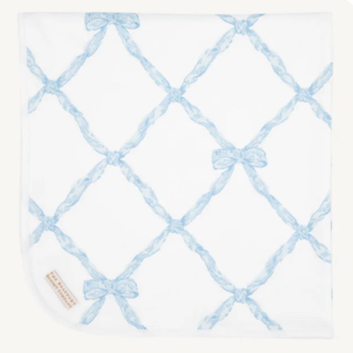 Baby Buggy Blanket - Buckhead Blue Belle Meade Bow with Worth Avenue W