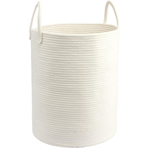 Woven Cotton Rope Laundry basket-15”X20” Laundry Hamper-Rope Storage Basket for Dirty Clothes, Toys and Blankets Perfect for Bathroom, Baby nursery and Living Room Storage (oatmeal)