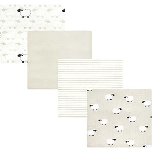 Hudson Baby Unisex Baby Cotton Flannel Receiving Blankets, Taupe Sheep, One Size