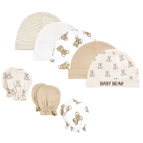 Hudson Baby Unisex Baby Cotton Cap and Scratch Mitten Set