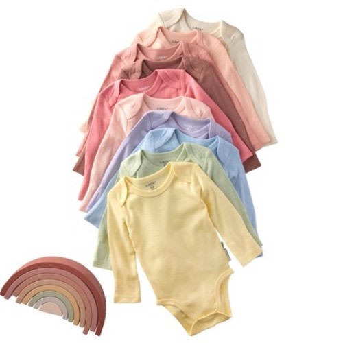 Butterblu BLAKE 10-Pack Long Sleeve Bodysuit Sunset Haze Rainbow Newborn