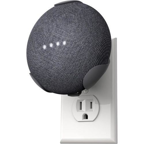 PowerClip Outlet Mount for Google Nest Mini (Charcoal), Speaker Wall Hub for 2nd Generation Google Nest Smart Home Devices, Space Saving, Uses One Outlet Only, Great for Mounting Google Mini Speaker