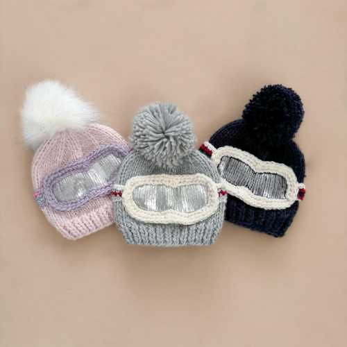 Ski Goggles Hand-Knit Hat | Baby Kids Adult Beanie | Photo Prop and Gift