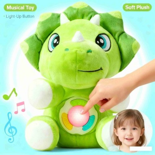 Musical Dinosuar Plush Baby Toy Christmas Birthday Gifts 6+ Months Stuffed Animal with Music & Light, Baby Musical Soft Plush Toys for Infant Babies
