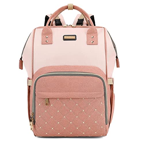 Diaper Bag Backpack, Diaper Bags for Baby Girls Boys, Baby Bags for Moms Dads, Nappy Changing Bag with Insulated Pockets,Multi-functional Waterproof Backpack with Stroller straps -Pink light pink