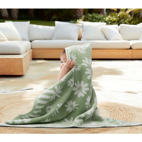Daisy Plush Jacquard Baby Beach Hooded Towel UPF 50+