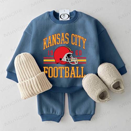 KANSAS CITY FOOTBALL Baby Football Helmet Sweatshirt 2-piece Blue Set