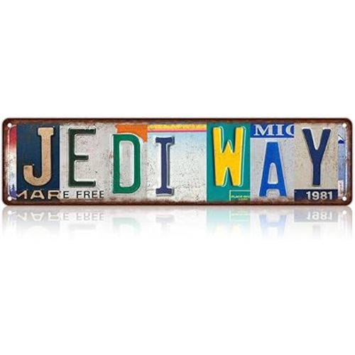 Vintage Wall Decor Jedi Way Street Sign Metal Tin Signs for Movie Room Bar Home Man Cave Cafe 16 x 4 Inches