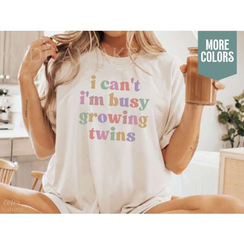 Twins Spring Summer Pregnancy Announcement Shirt, Expecting Twins Pregnancy Announcement Tshirt, Twin Mom To Be Twins Baby Reveal Tee