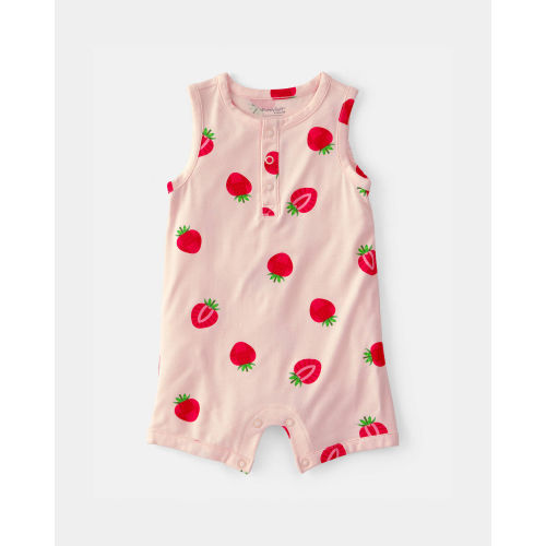 Baby Girl Strawberry PurelySoft Romper - Pink - Carter's | Carter's
