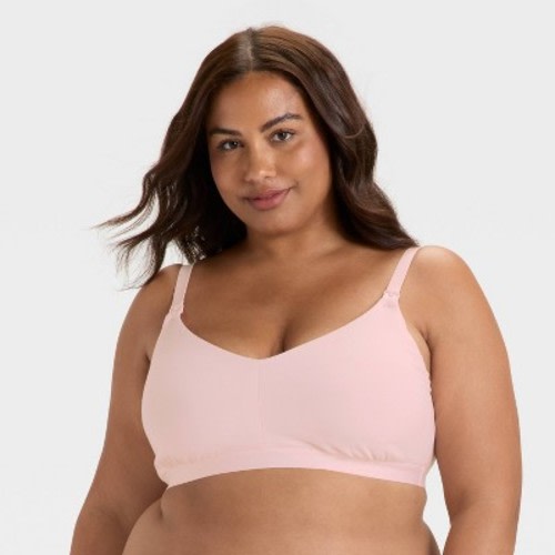 Women's Cotton Blend Unlined Nursing Bralette - Auden™ Rose Pink XXL