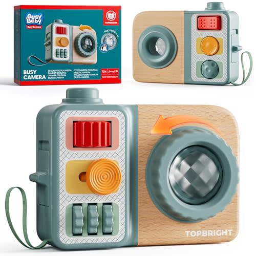 TOP BRIGHT Busy Board for 1 Year Old, Montessori Toys for Toddlers | Fine Motor Skills Busy Camera Toy, Travel Toys for Babies 12-18 Months on Airplane Car, 1 Year Old Boy Girl Birthday Gifts