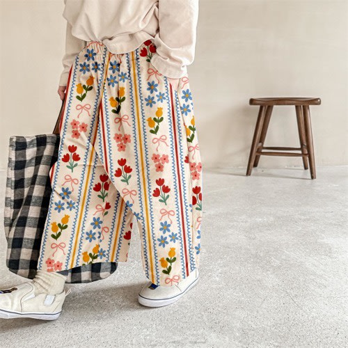 Baby & Kids & Mama Florals Stripe Pattern Pants