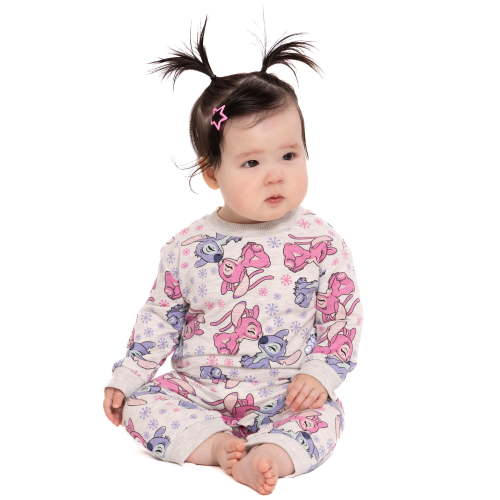 Stitch Baby Allover Print Romper with Long Sleeves, Sizes 0/3M-24M