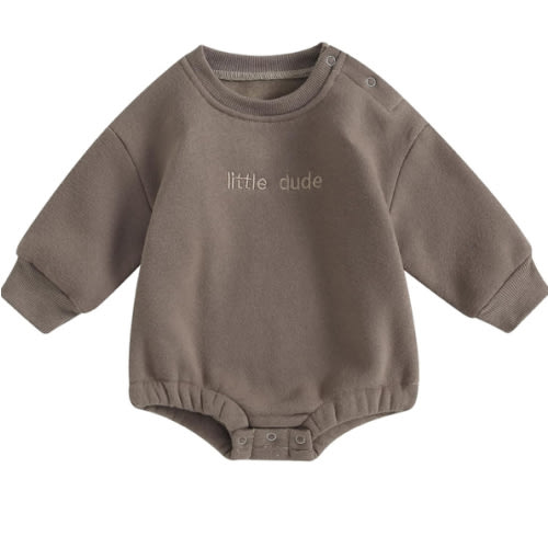 VISGOGO Newborn Infant Baby Boy Girls Oversized Romper Little Dude Sweater Onesie Coming Home Outfit Neutral Clothes