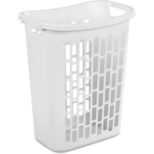 Mainstays Rectangular Open Laundry Hamper, Plastic, Slim Shape for Small Spaces, White