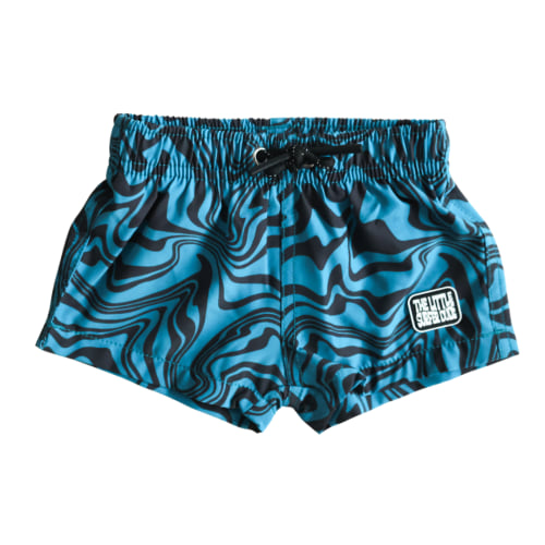 Dark Blue and Black Swirl Swim Trunks