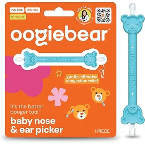 oogiebear Baby Nose Cleaner & Ear Wax Removal Tool - Safe Booger & Earwax Removal for Newborns, Infants, Toddlers - Dual-Ended - Essential Baby Stuff