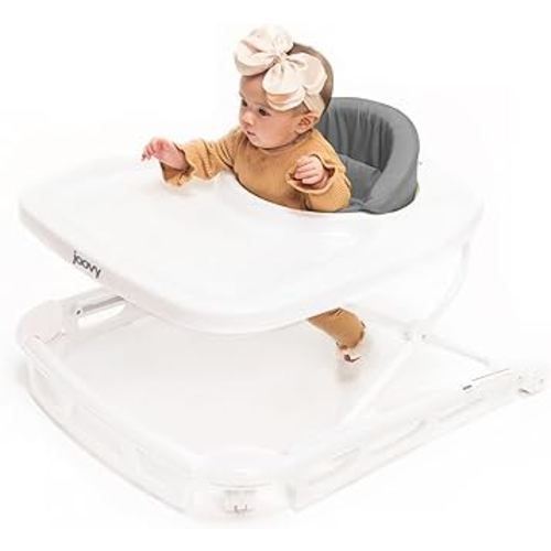 Joovy Spoon Baby Walker & Activity Center Featuring Three Adjustable Heights, Tough Luggage Grade Seat Material, and 30 lb Weight Capacity - JPMA Safety Certified (Charcoal)